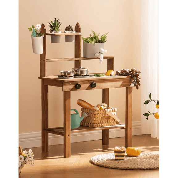 Robud Mud Kitchen for Kids Outdoor, Wooden Outdoor Play Kitchen, Kids Mud Kitchen with Removable Sink & Faucet, Monteeori Toys for Children Ages 3+ Years