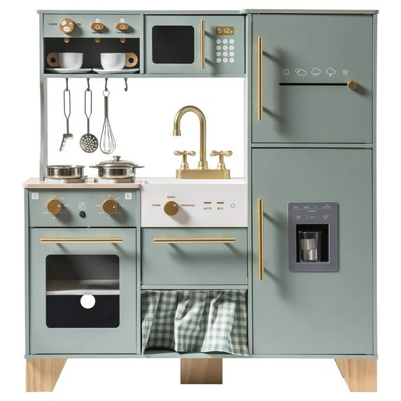 Robud Wooden Play Kitchen Playset, Bean Green, Toy for Kids, Toddlers, Preschool, Gift for Girls Boys Age 3+