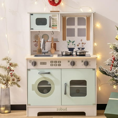 Robud Interactive Smart Toy Kitchen Set for Kids with Lights and Sounds, Age 3+, Light Green