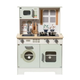 Wisairt Play Kitchen Set, 4Pcs Toy Kitchen Appliance w/Oven Toaster Coffee  Maker Juicer, Khaki