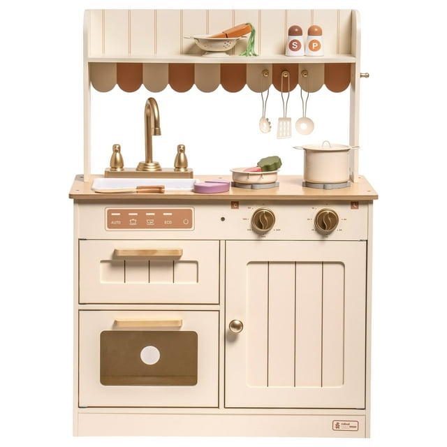 Robud Play Kitchen for Kids Toddlers, Wooden Pretend Play Kitchen Set ...