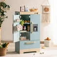 thumbnail image 1 of Robud Pretend Maker Play Kitchen for Toddlers, Wooden Fridge with Fake Ice Dispenser, Gift for Ages 3+, Blue, 1 of 11