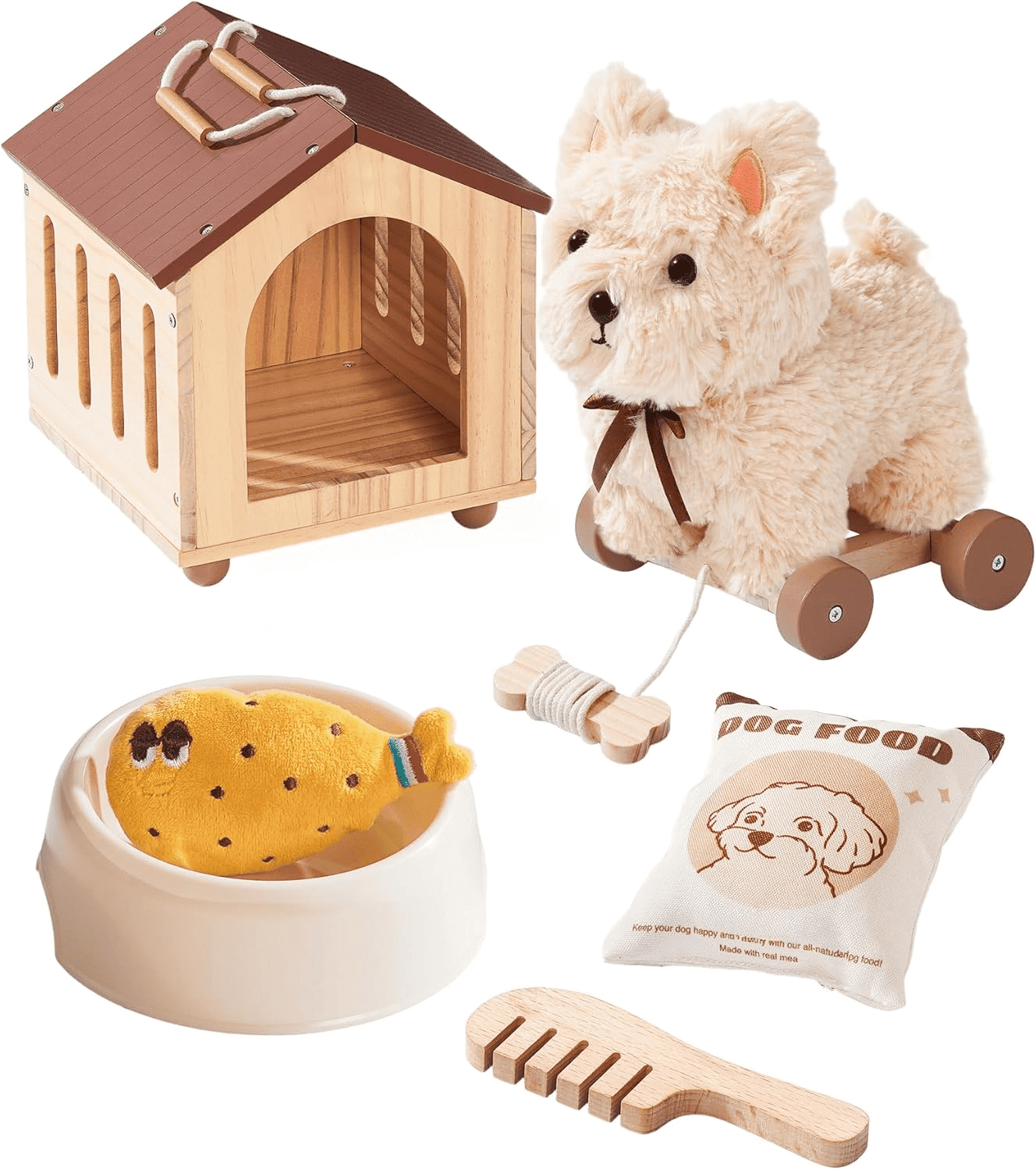 Robud Push & Pull Toys, Pull Along Wooden Toy, Baby Walker Learning to Walk Early Development & Activity, Birthday Gifts for Boy Girl 1-3+