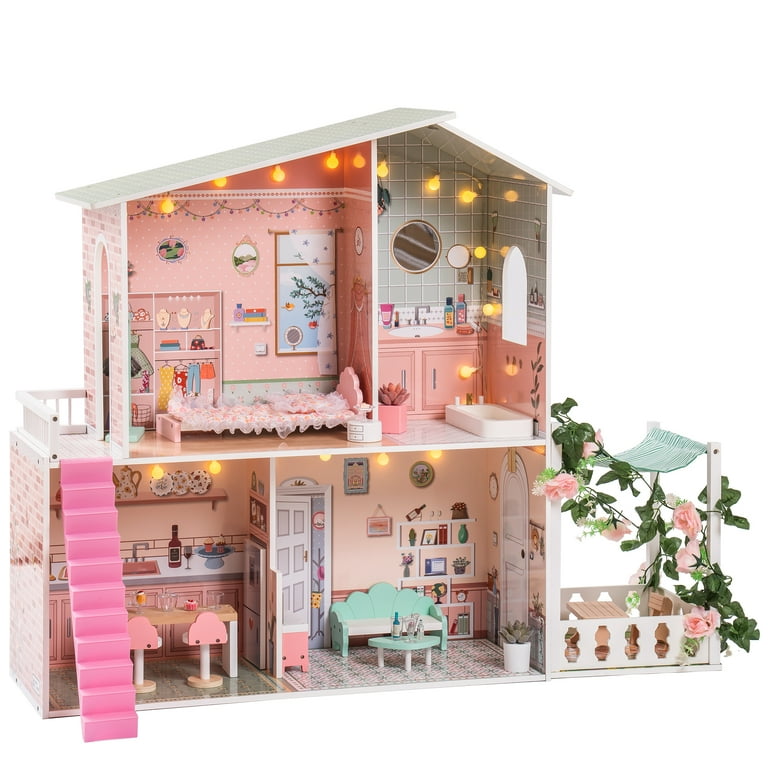 Robotime Wooden Dollhouse with Furniture & Light DIY Miniature House  Perfect Gift for Boys and Girls