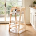 thumbnail image 1 of Robud Wooden Adjustable High Chair for Baby & Kids, Multifunctional Toddler Chair with Safety Belt, Convertible to Study Desk Chair, 6 Months to Teen Years, 40kg Capacity, 1 of 9