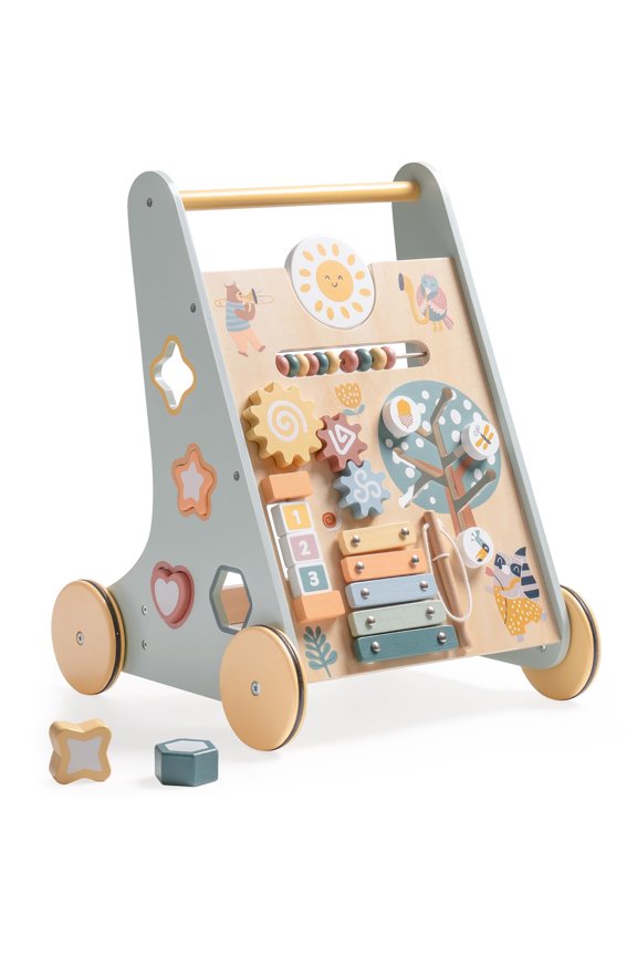 Wooden Baby Walker, with Wheels, Montessori Push Toys for Babies Learning to Walk, Baby Walkers Activity Center for Boys and Girls