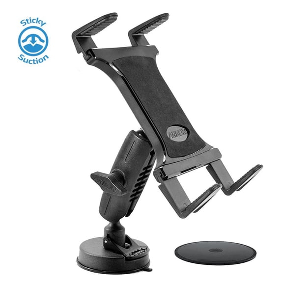 Slim-Grip Tablet Holder with Heavy-Duty Sticky Suction Windshield or Dash Mount