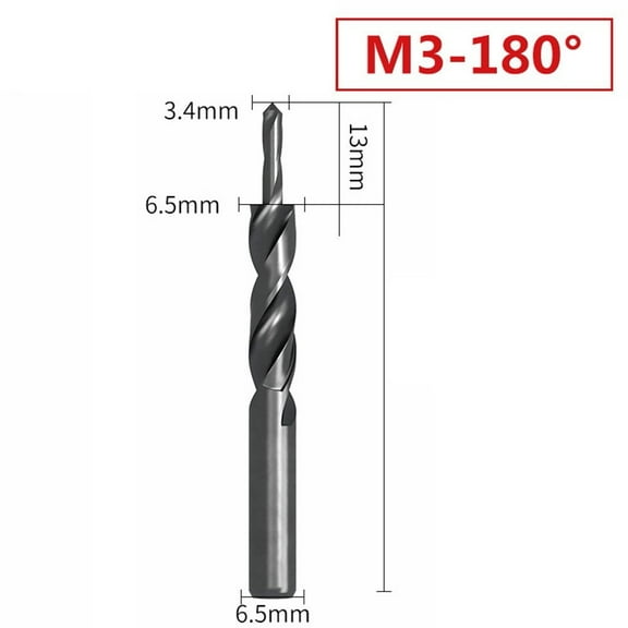 Robust Spiral Step Drill Bit HSS Material with 90/180 Degree Angles for Precise For Metal Processing (M3*180 Degree)