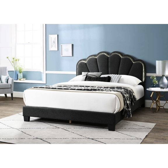 Robust platform base for stability - Sleep soundly on charcoal queen wool platform bed in bedroom