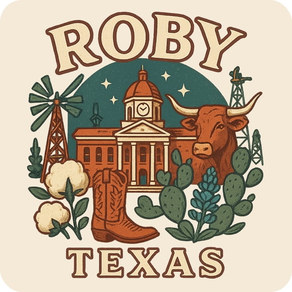 Roby Texas Keepsakes Souvenir Vinyl Sticker – Destination Travel Keepsake Collectible (4-Inches Wide)