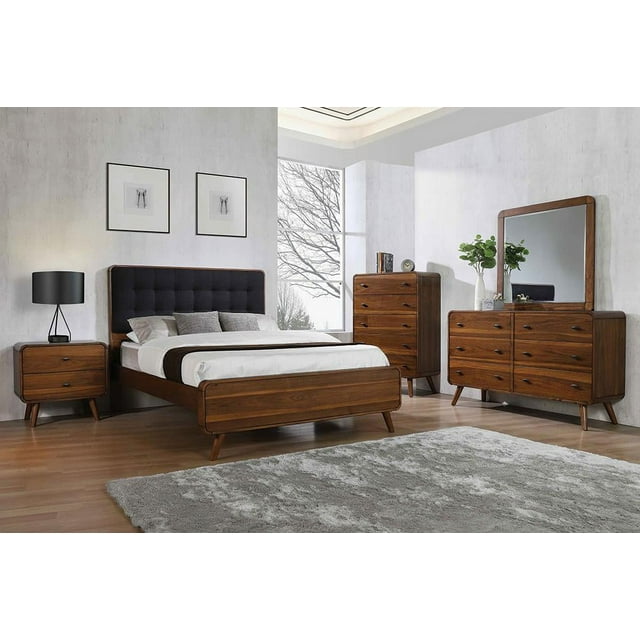 Robyn Solid Wood Queen Bedroom Furniture Set with Upholstered Tufted