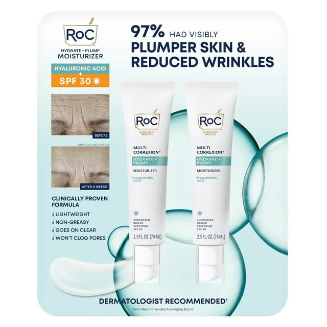 Roc Hydrate & Plump Moisturizer with SPF 30, 2.5 Fluid Ounce (Pack of 2)