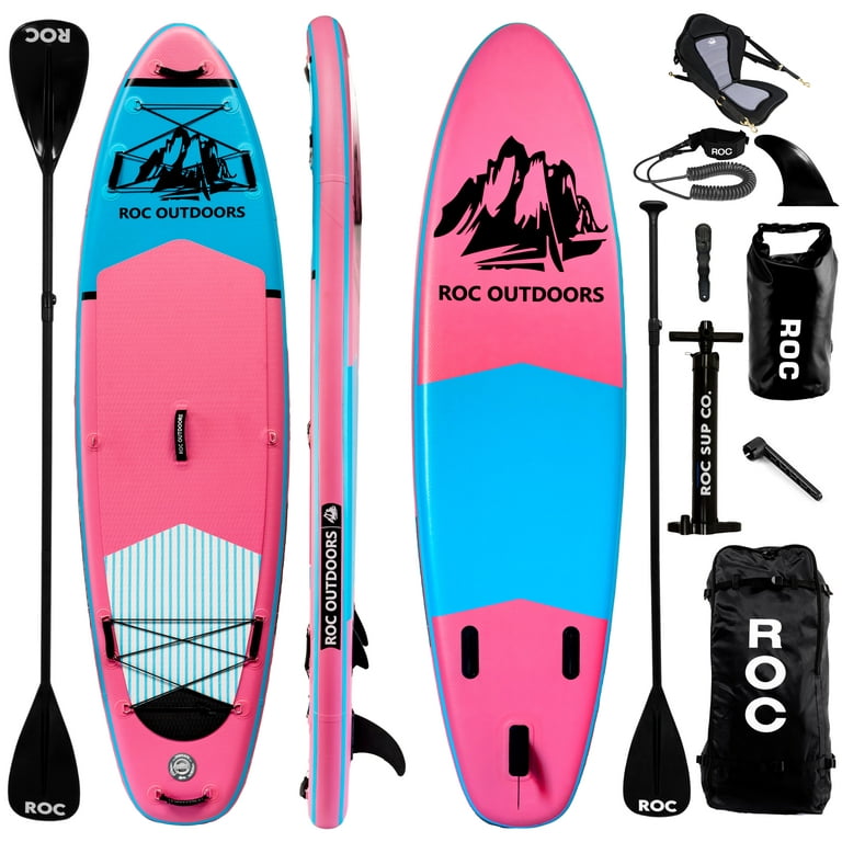 Roc Inflatable Stand Up Paddle Board with Premium sup Accessories &  Backpack, Non-Slip Deck, Waterproof Bag, Leash, Paddle and Hand Pump