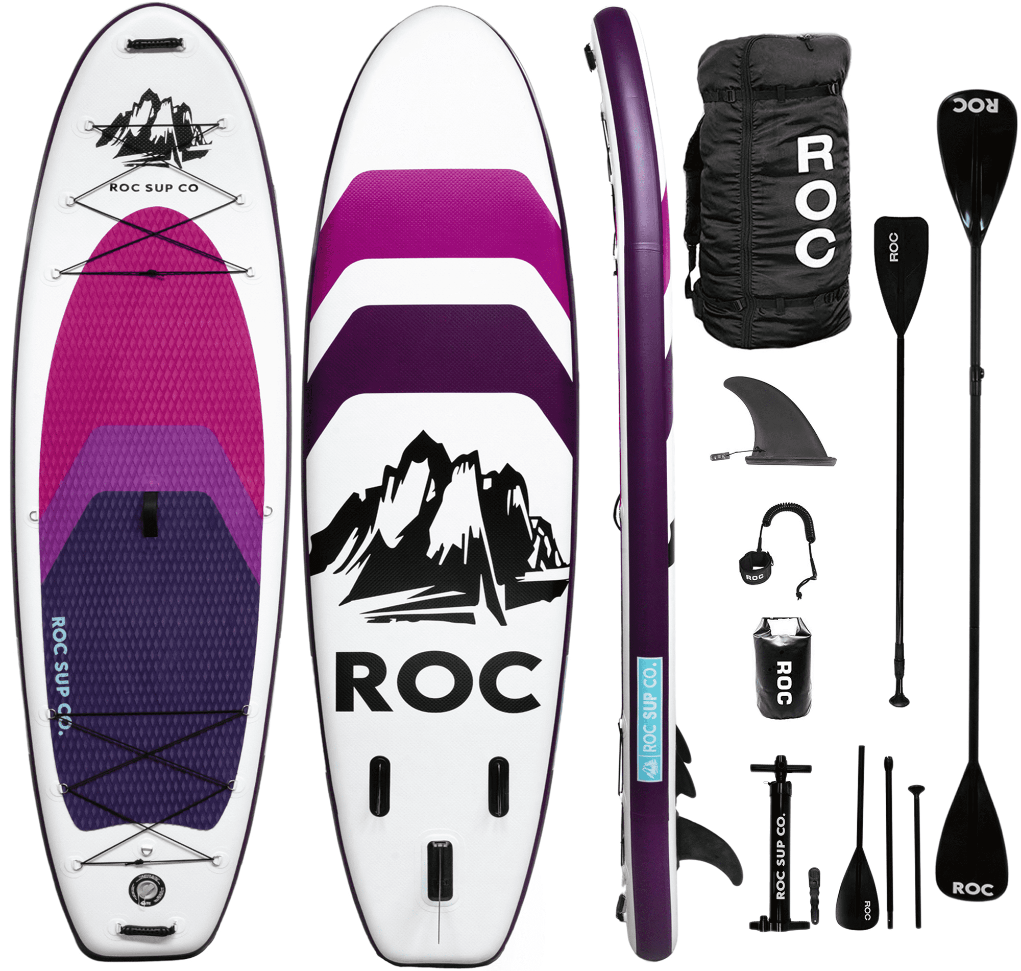 Roc Up Paddle Board with sup Accessories & Backpack, Non-Slip Deck, Waterproof Bag, Leash, Paddle and Hand Pump - Walmart.com