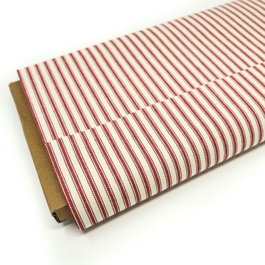 Roc-Lon 44/45 100% Cotton Woven Stripe Ticking Red, Cut By Yard