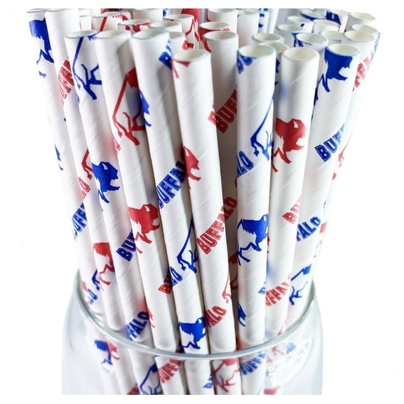 Roc Paper Straws Buffalo Sports Paper Drinking Straws 100 Count Box