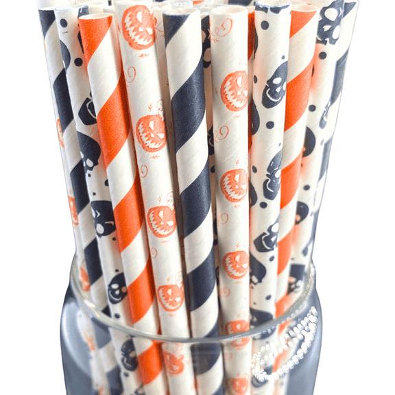 Roc Paper Straws Halloween Mix Paper Drinking Straws 100 Count Box