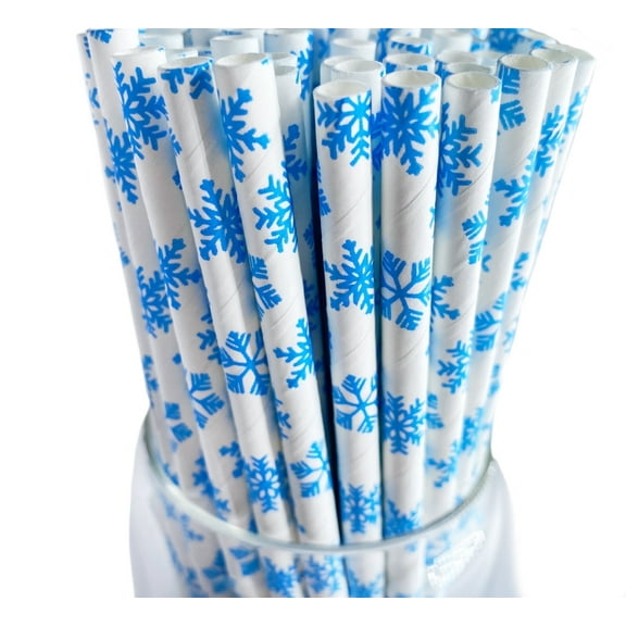 Roc Paper Straws Snowflake Paper Straws 100 Count Box