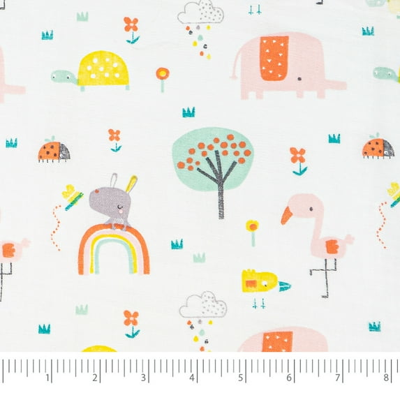 Roc-lon 100% Organic Cotton, 60"/61", Sewing Craft Fabric, Printed Muslin, Rainbow, 2 Yard