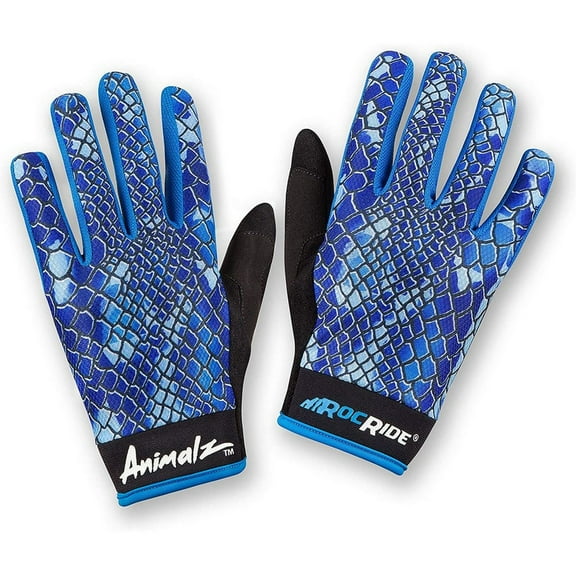 RocRide Animalz Blue Viper Full Finger Cycling Gloves for Mountain Biking, Road and BMX. Mens Medium.