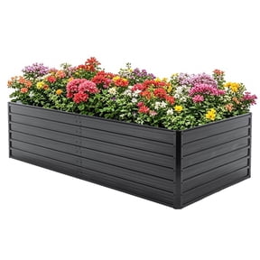 LZBEITEM 8x4x2ft Raised Garden Bed Outdoor, Galvanized Planter Raised Garden Box , Metal Raised Garden Beds for Vegetables, Black