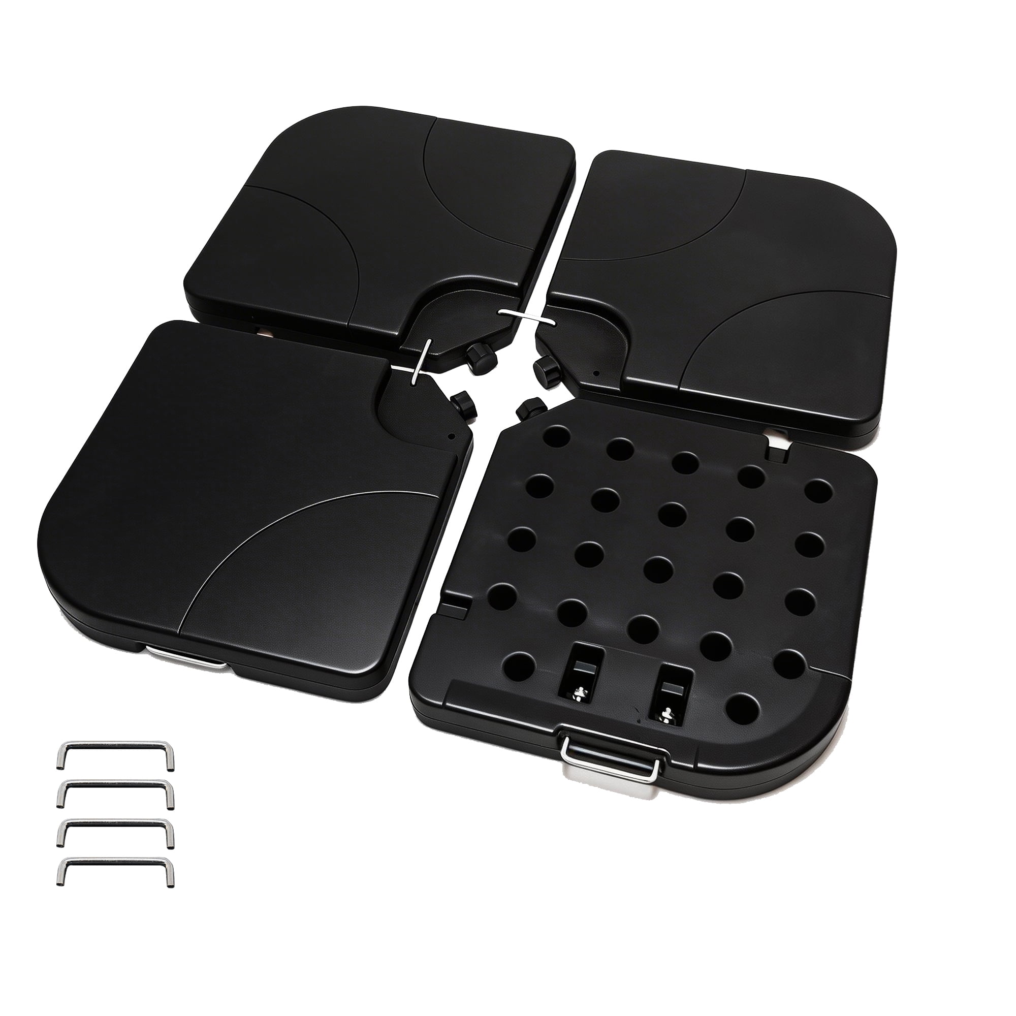 RocVanc Cantilever Offset Umbrella Base Heavy Duty Outdoor Umbrella Stand Base, Sand/Water Filled 4-Piece Plastic Patio Umbrella Base for Garden, Poolside, Black