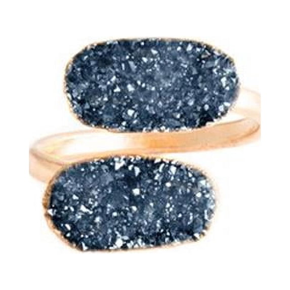 Roca Moda 1069104460 Crystal Druzy Adjustable Bar Ring - Cobalt