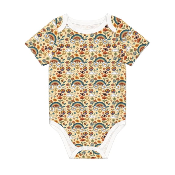 Rocae 70s Hippie Style for Baby Climbing Clothes Soft Baby Romper for Active Infants Comfortable and Breathable Crawling Jumpsuit Unisex Baby Outfit 12 Months