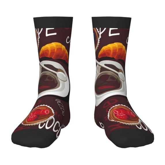 Rocae A Cup Of Black Coffee On A Saucer for Girls Boys Crew Socks,Children's Socks, Kids Socks, Toddler Socks: Daily Wear with Kids School Uniform