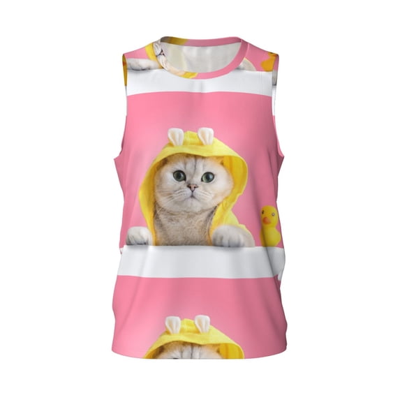 Rocae A Funny Cat for Men's Basketball Jersey Lightweight and Breathable Athletic Tank Top,Quick-Drying Sports Jersey