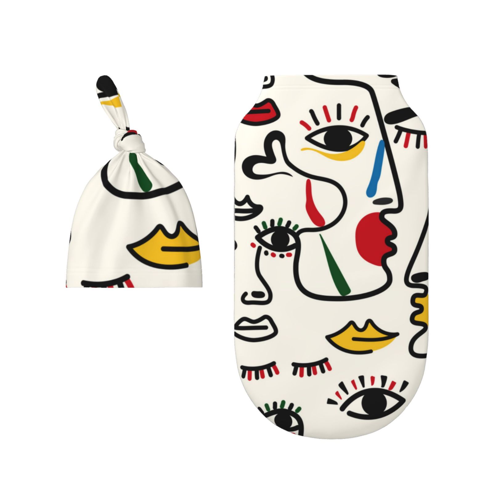 Rocae Aabstract Eyes for Baby Swaddle Blanket with Hats Set for Baby