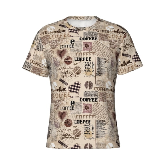Rocae Abstract Coffee for Men's Moisture-Wicking Crew Tee - T-Shirt for Sports, Outdoor Activities, and Casual Wear3X-Large