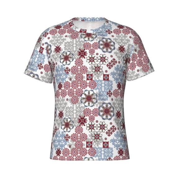Rocae Abstract Floral for Men's Moisture-Wicking Crew Tee - T-Shirt for Sports, Outdoor Activities, and Casual WearMedium