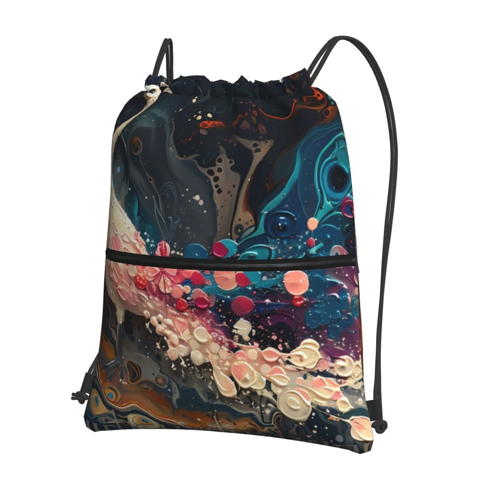 Rocae Abstract Peacock Painting for Drawstring zipper Backpack Gym ...