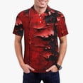 thumbnail image 1 of Rocae Abstract Red Textured Canvas for Men's Short Sleeve Polo Shirt, Quick Drying Performance Moisture Wicking Sports Men's Golf Shirt-Small, 1 of 6