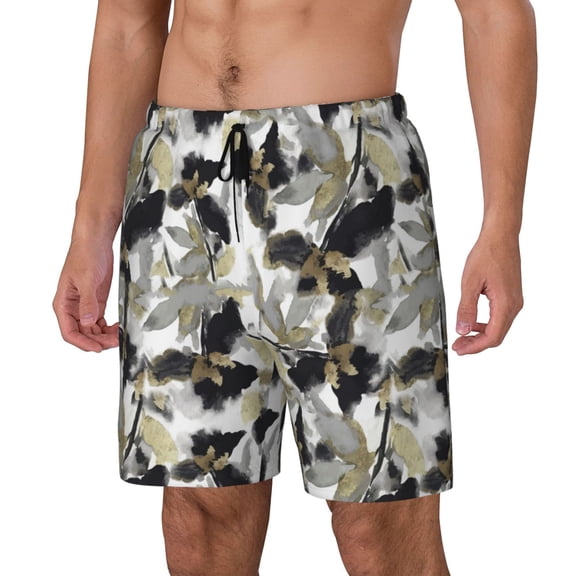 Rocae Abstract Watercolor for Men's Swim Trunks Quick Dry With Two Side Pockets and One Lined Patch PocketSmall
