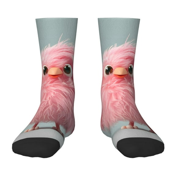 Rocae Adorable Pink Fluffy Birds for Girls Boys Crew Socks,Children's Socks, Kids Socks, Toddler Socks: Daily Wear with Kids School Uniform