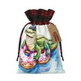 thumbnail image 1 of Rocae Alligator Donut Pool Float Print Christmas Drawstring Linen Gift Bag with Drawstrings Treat Bag Goody Present Bags for Christmas Party Favor, 1 of 8