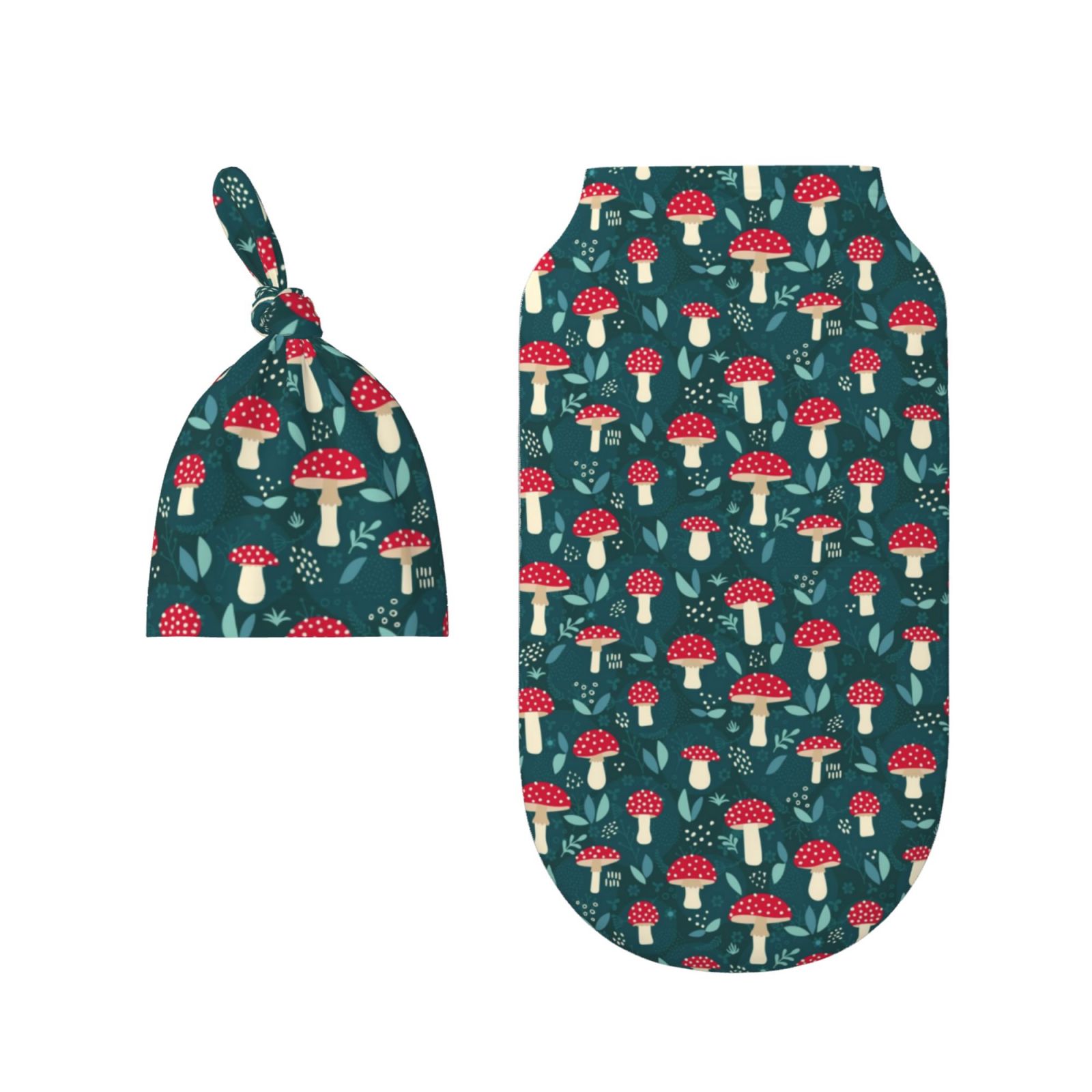 Rocae Amanita Mushroom for Baby Swaddle Blanket with Hats Set for Baby