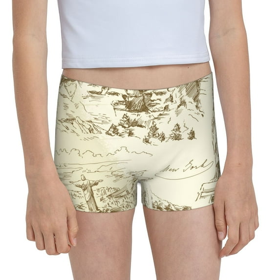 Rocae American Monuments for Girls' Cotton Boxer Briefs, Soft Mid-rise Panties-Large