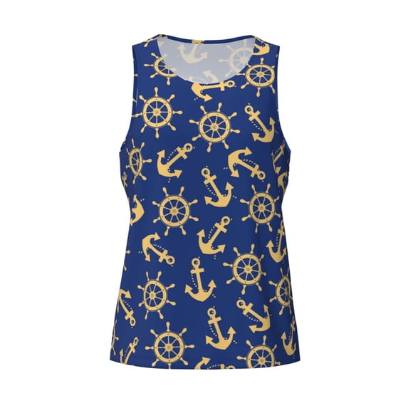 Rocae Anchors and Nautical for Men's Workout Tank Top Men's Running Tank Top Dry Fit Athletic Workout Tank TopsSmall