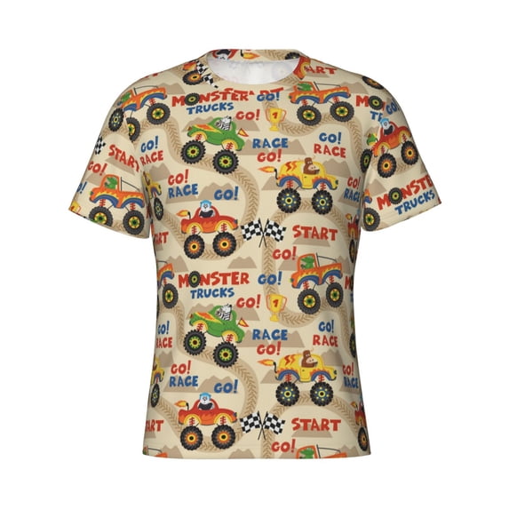 Rocae Animal Truck for Men's Moisture-Wicking Crew Tee - T-Shirt for Sports, Outdoor Activities, and Casual Wear3X-Large