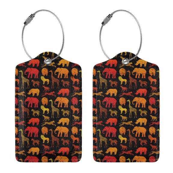 Rocae Animal for Leather Luggage Baggage Tags ID Label Privacy Cover ID Label with Stainless Steel Loop and Address Card