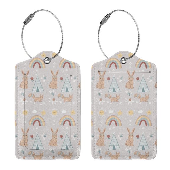 Rocae Animals In Tribe for Leather Luggage Baggage Tags ID Label Privacy Cover ID Label with Stainless Steel Loop and Address Card