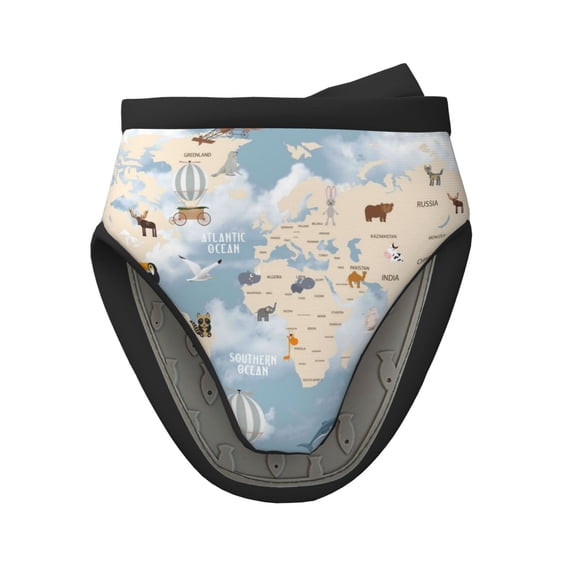 Rocae Animals Travel World Map for Mini Oven Mitts Rubber Oven Glove, Kitchen Mittens, Cute Cooking Mitts,5.9"x5.9"