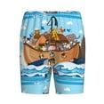 thumbnail image 1 of Rocae Animals on Noah's Ark Floating for Men's Soft Sleep Pajama Shorts, Waistband and Pockets, 1 of 9
