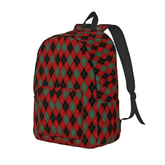 Rocae Argyle Plaid for Canvas College Laptop Backpack for Men Women -Small