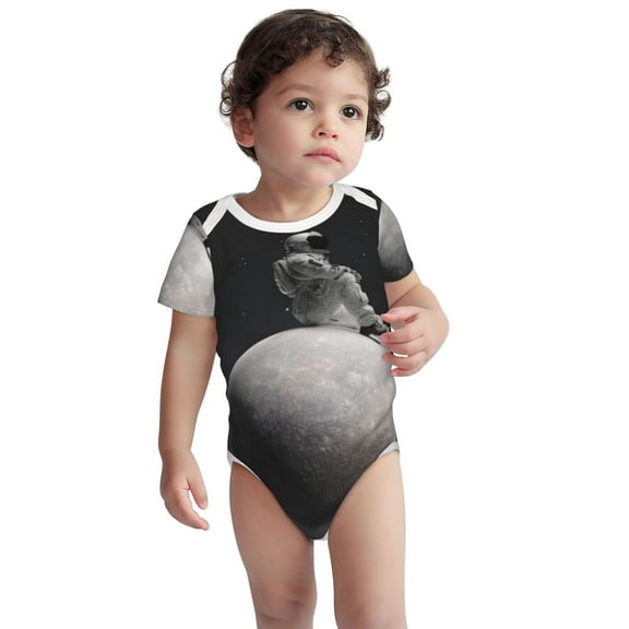 Rocae Astronaut Sitting On Mercury Planet for Baby Cotton Short-Sleeve Bodysuits for Unisex Onesies Bodysuit-3 Months