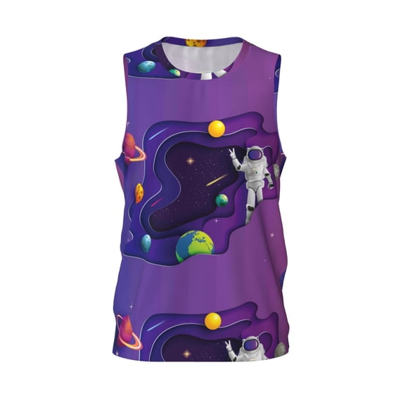 Rocae Astronaut for Men's Basketball Jersey Lightweight and Breathable Athletic Tank Top,Quick-Drying Sports Jersey XX-Large