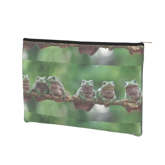Rocae Australian White Tree Frog Sitting on Branch for Cosmetic Bags for Women Paper Reusable Cosmetic Bag Travel Toiletry Organizer Capacity Multipurpose Zipper Pouch